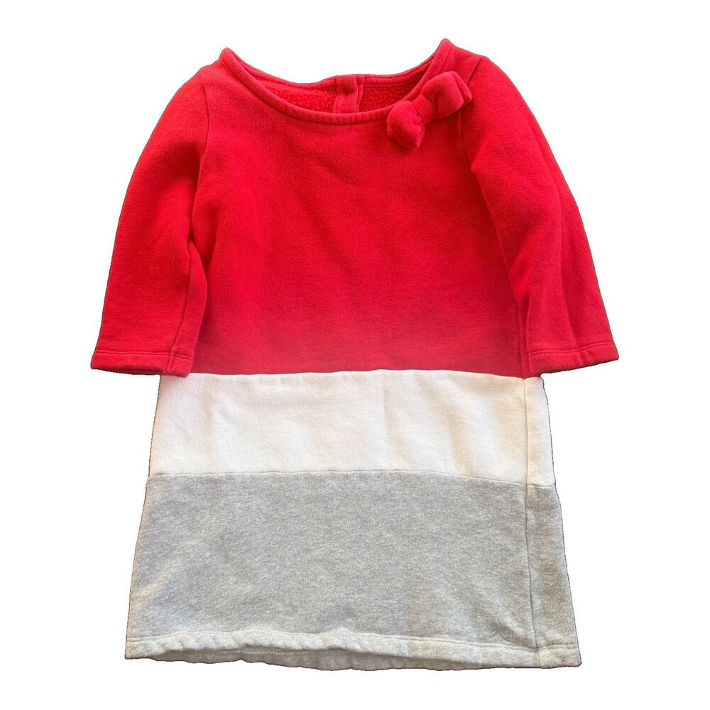 Gymboree Girls Colorblock Fleece Sweater Dress, Size 6, 3/4 Sleeve, Bow